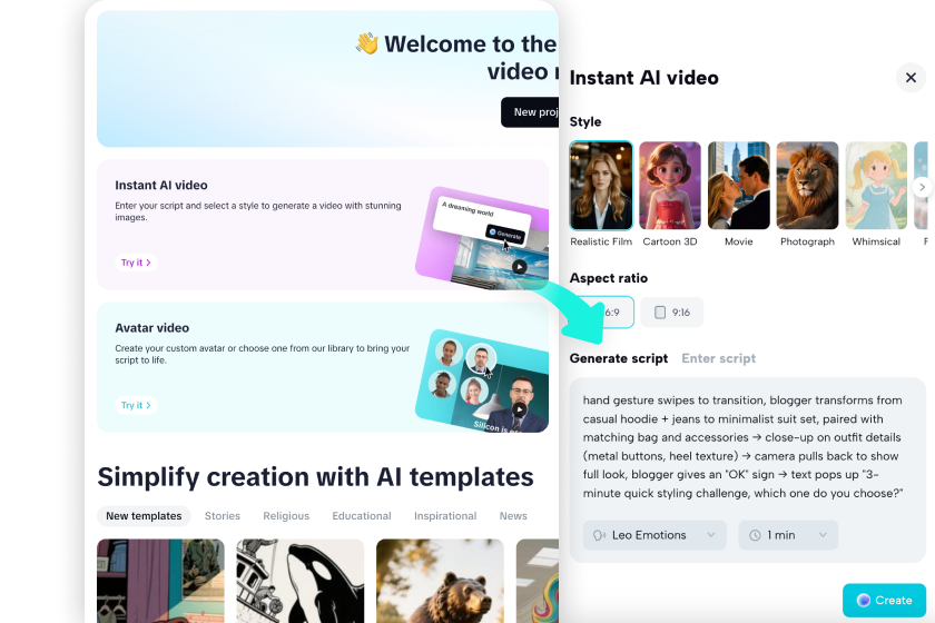 Enter a video text prompt to CapCut's AI video maker