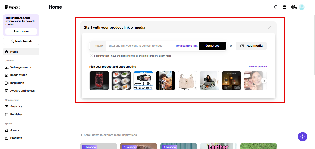 Video solution in Pippit