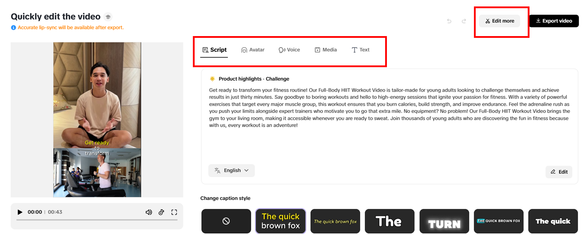 Gumawa ng anumang mabilisang pagbabago sa iyong video.