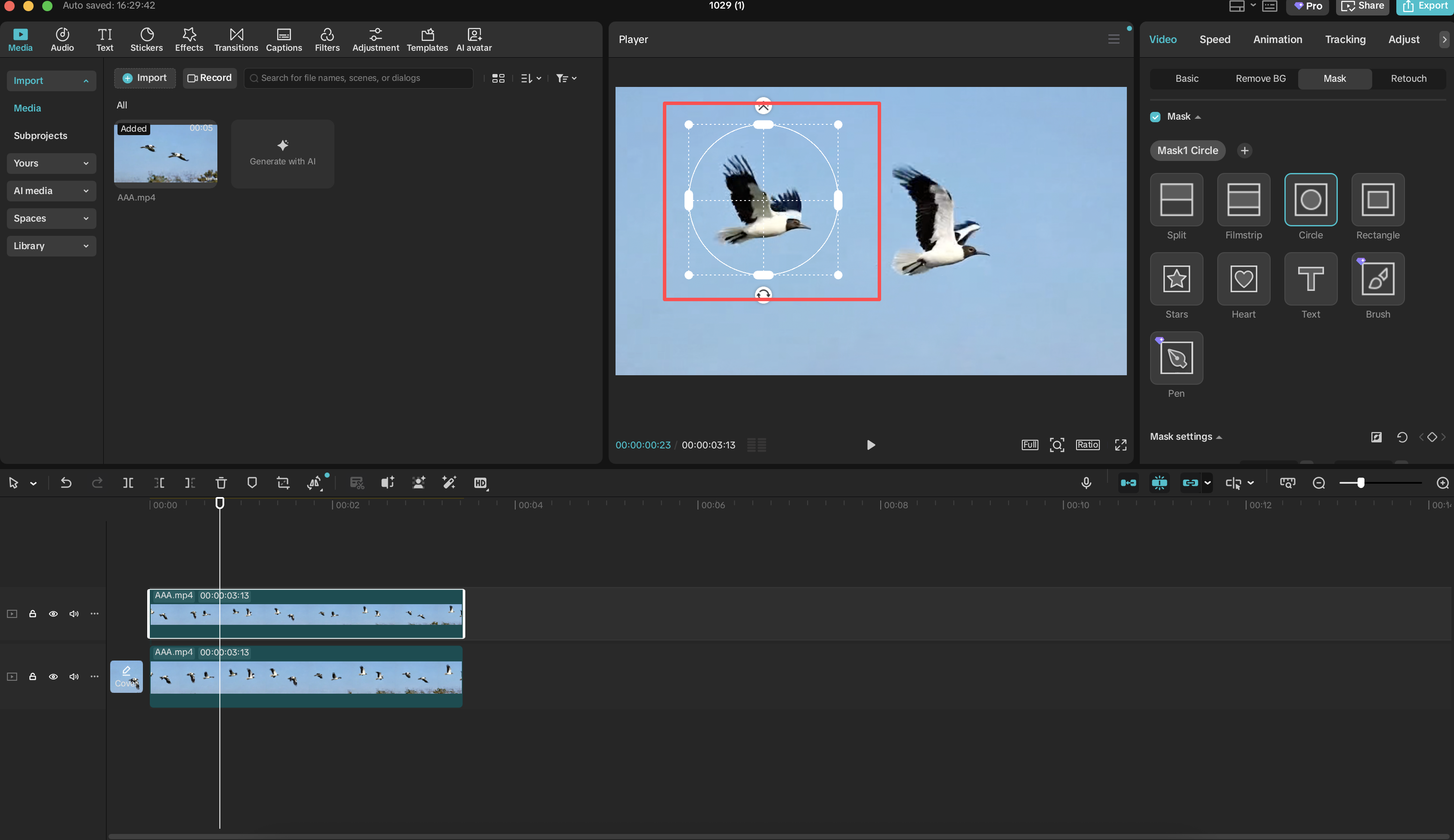 adjust the Mask to cover the target object