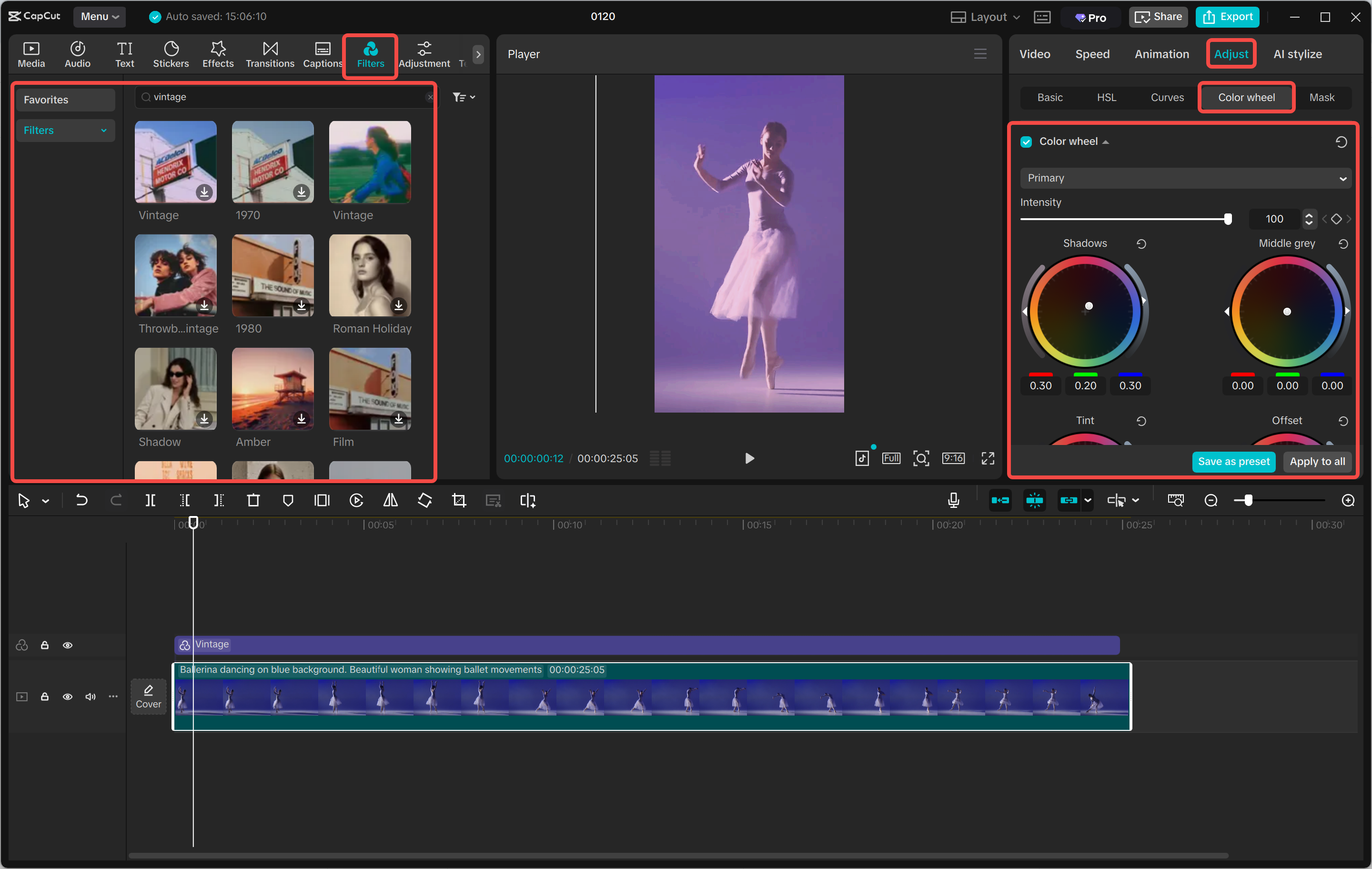 Aggiungere e regolare i filtri vintage ai rulli di Instagram