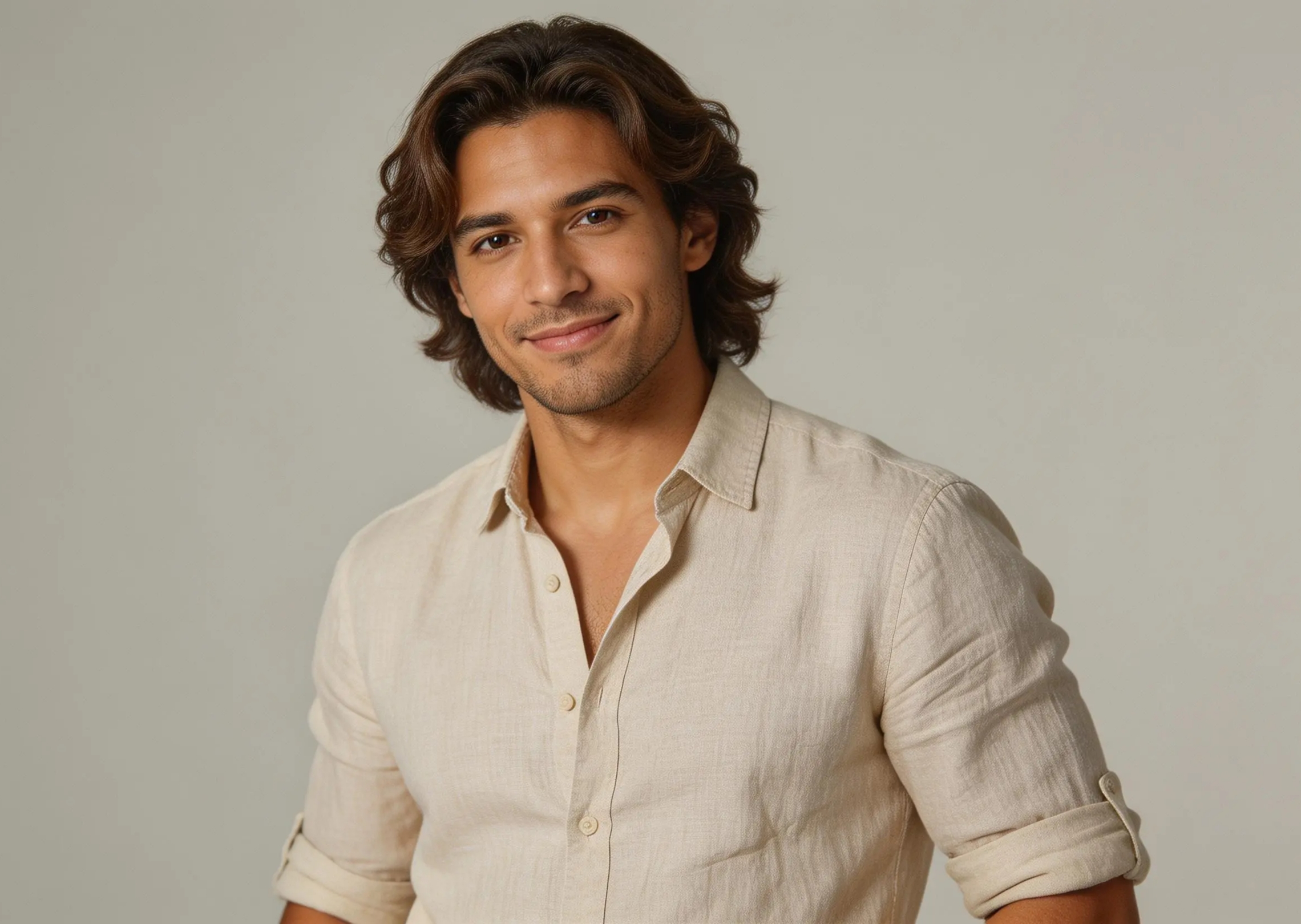 Change the hairstyle of the Latino male