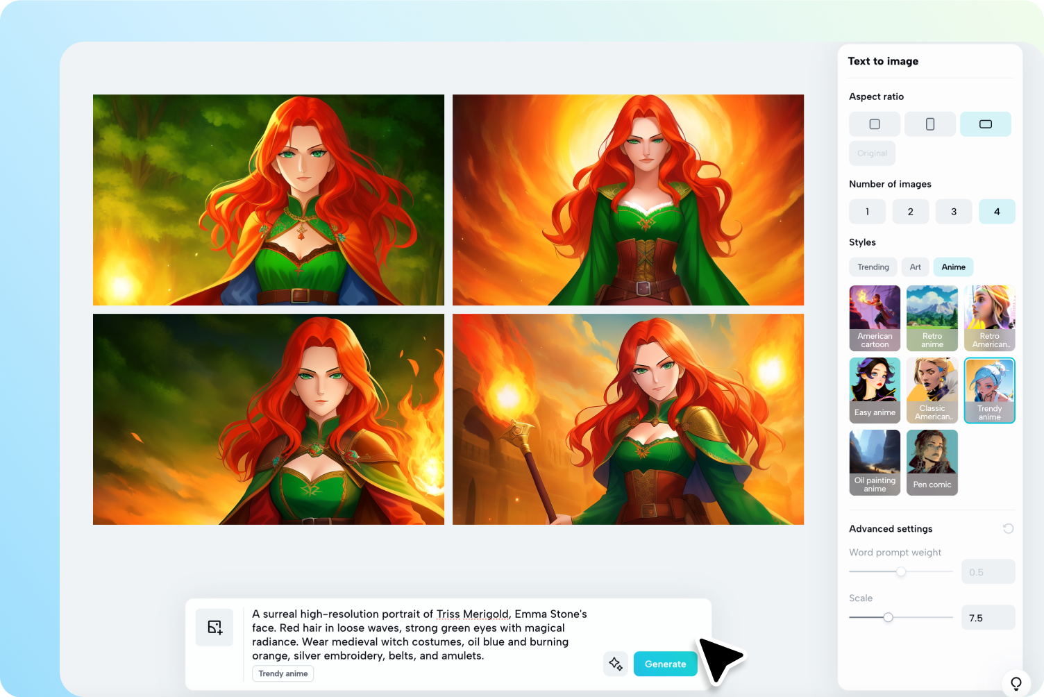 Generating the anime using CapCut's AI anime generator