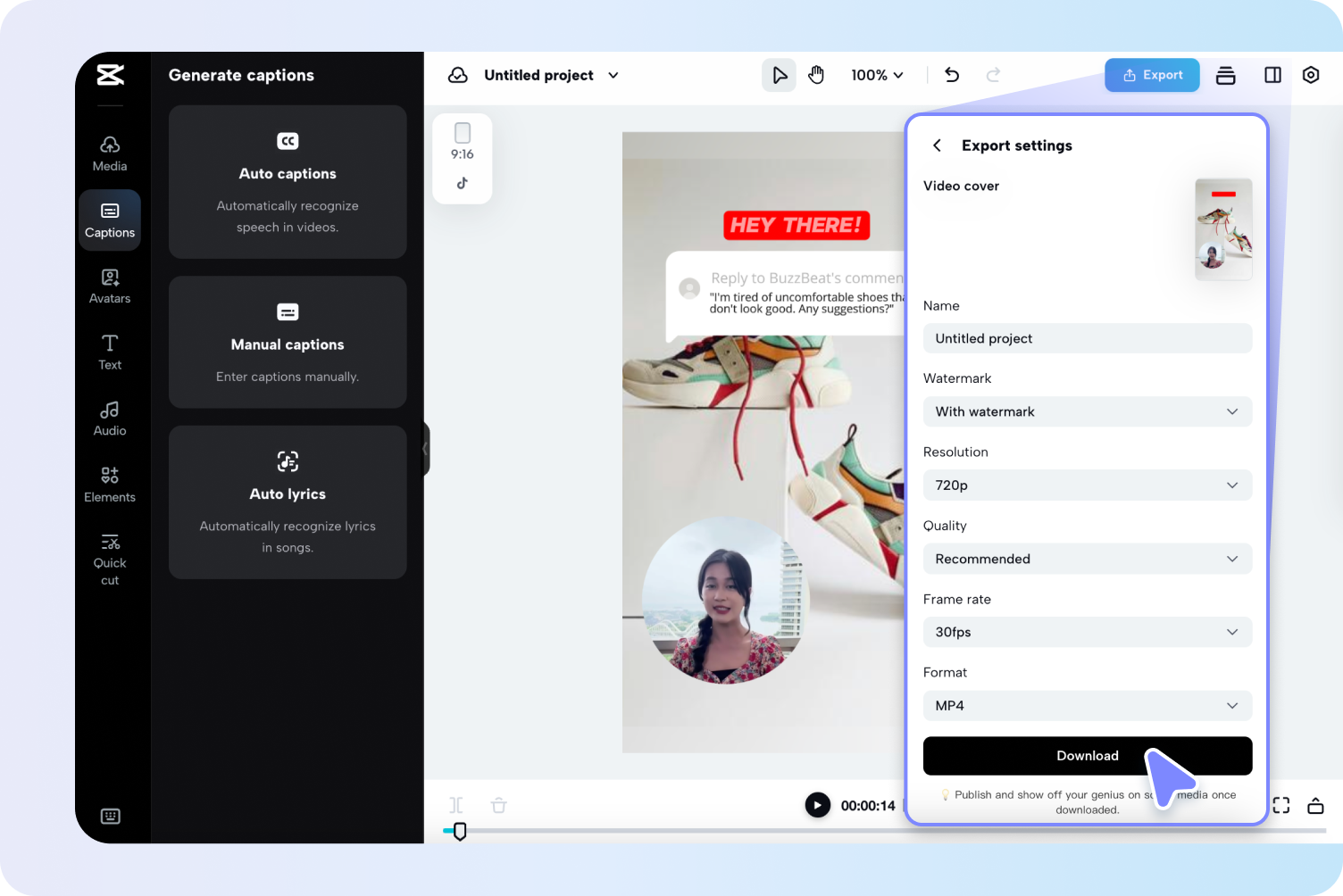 Customize & export your video