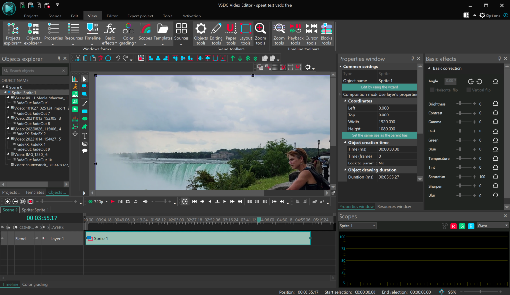 Interface of VSDC Video Editor Pro - the best video editor for YouTube