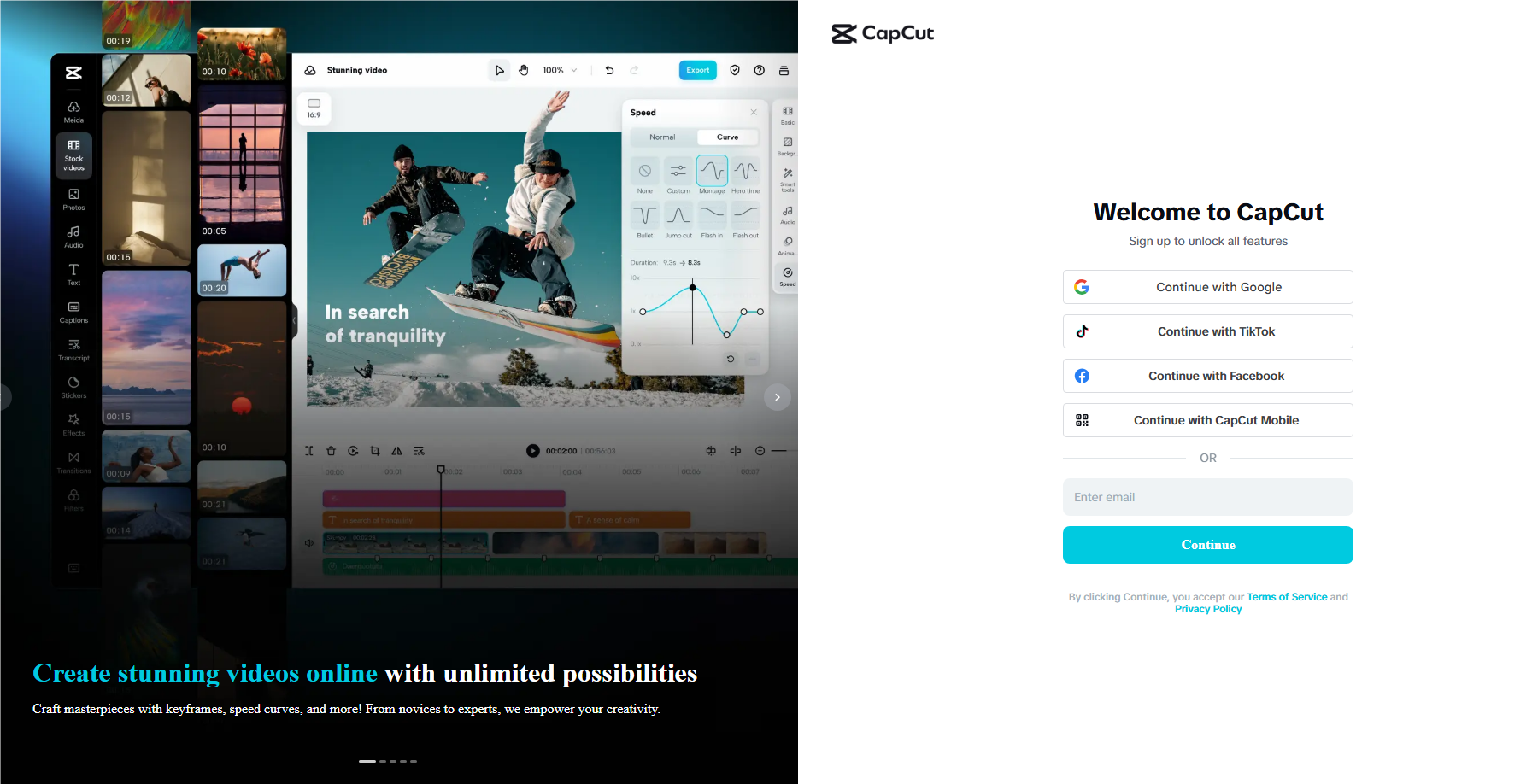 Create a CapCut account online