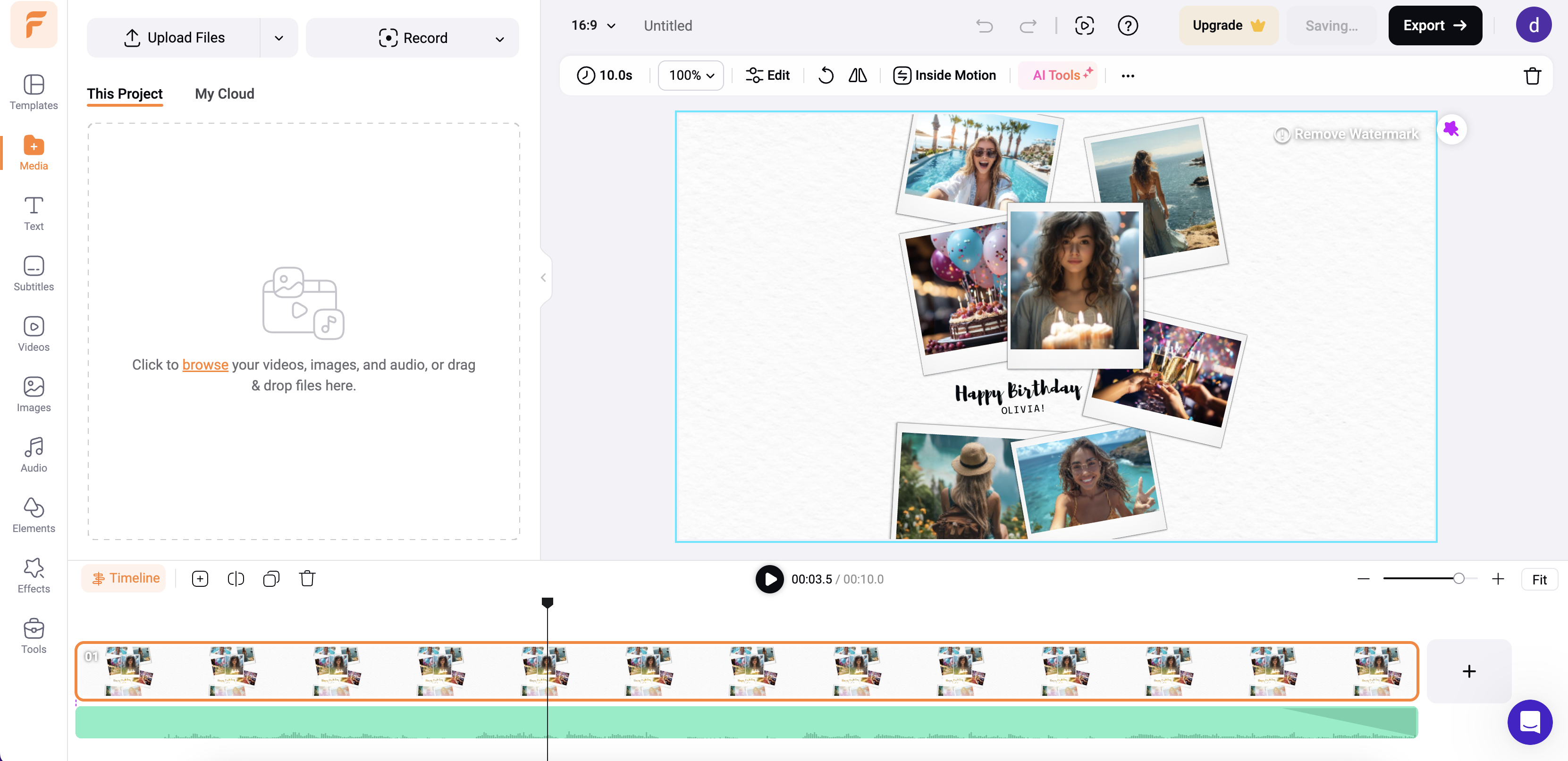 FlexClip szülinapi fotó videó készítő