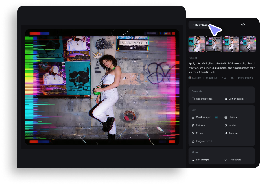 I-download ang nabuong larawan ng glitch art