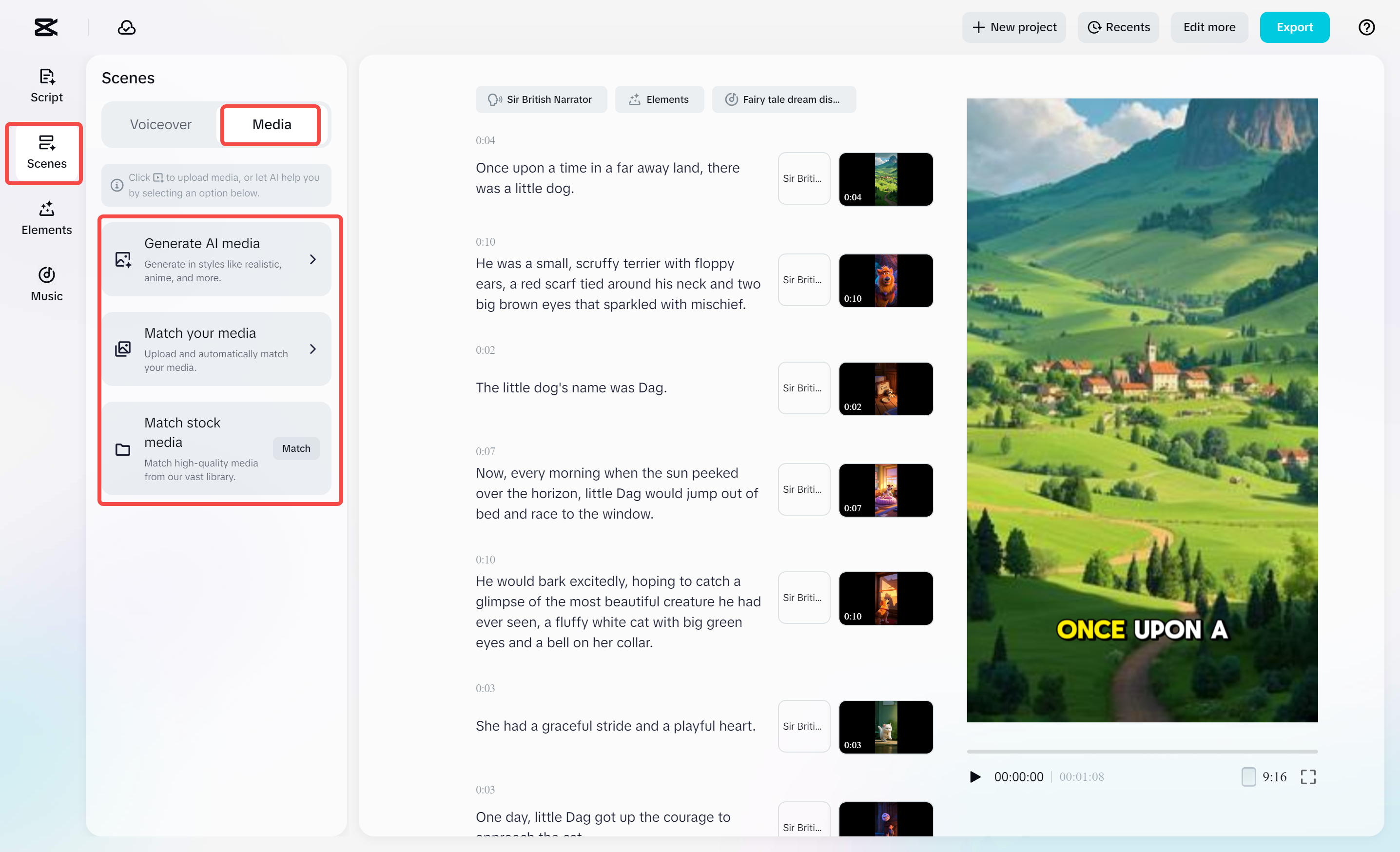 Replacing the images in the CapCut AI video maker