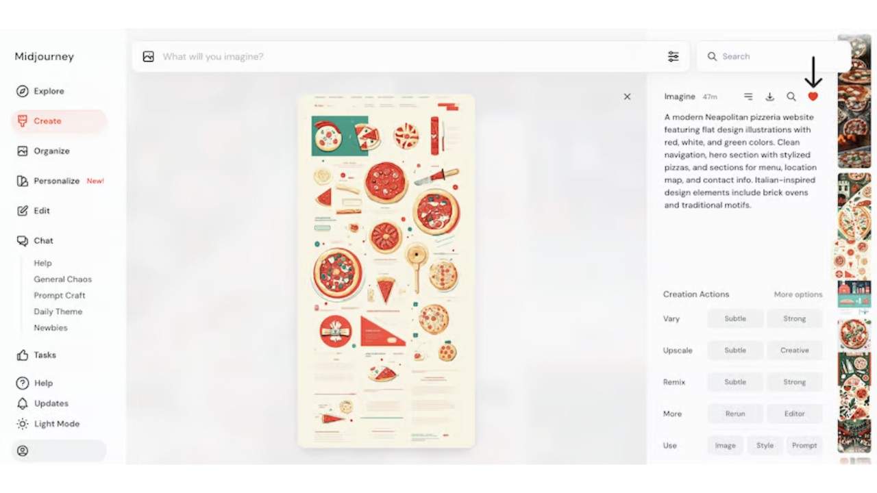 Midjourney's interface