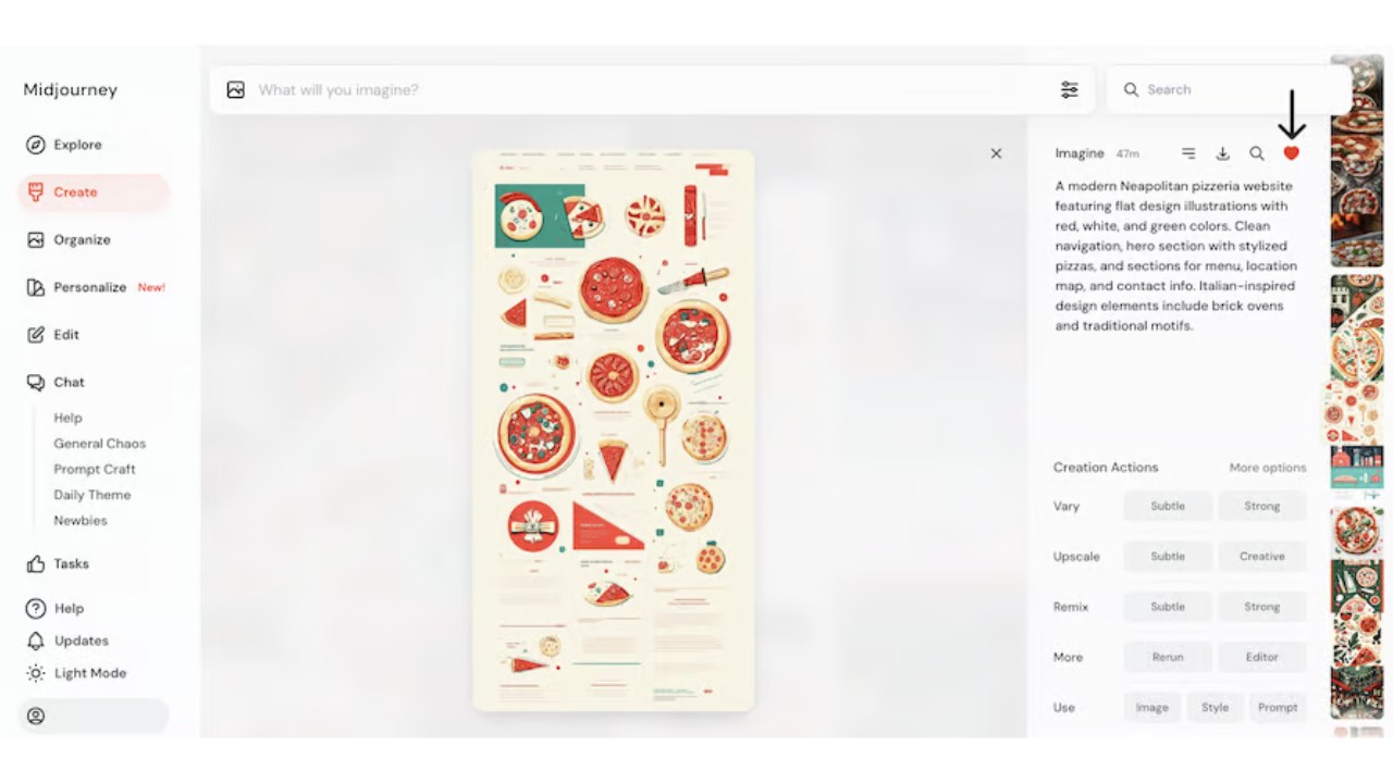 Midjourney's interface