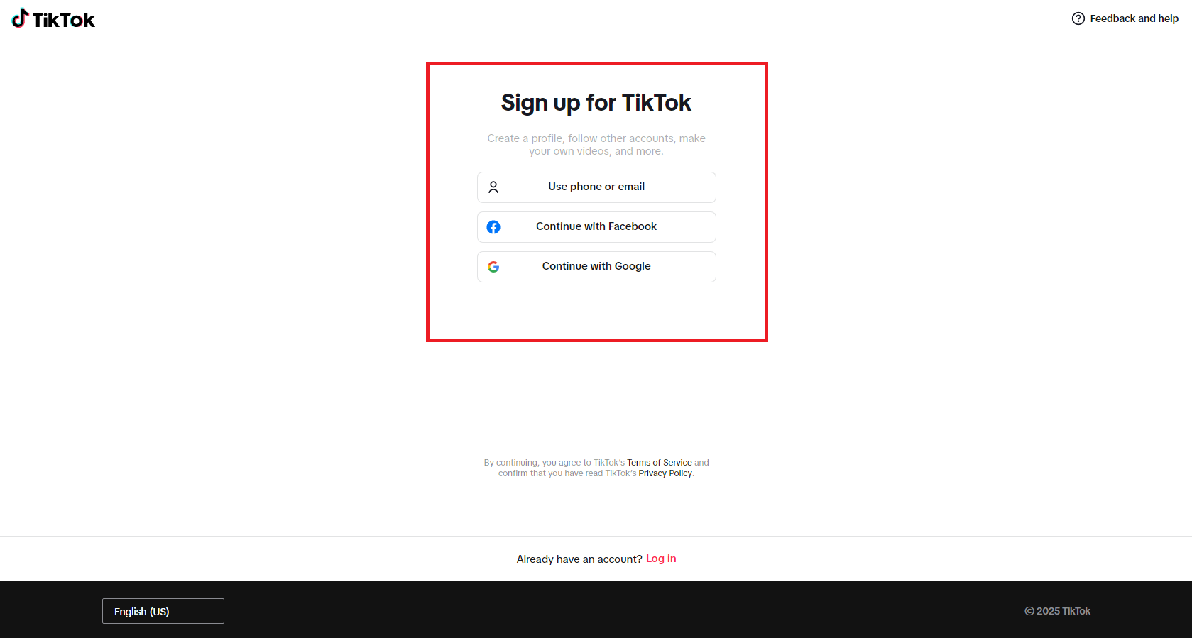 Start account creation