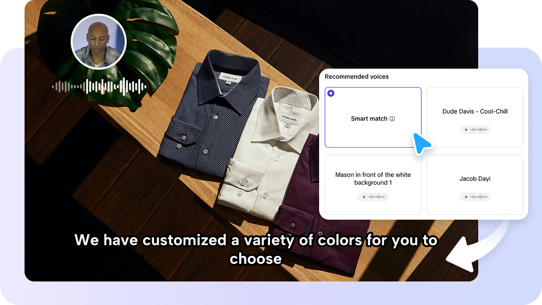 Változatos AI hangalámondási előre beállított lehetőségek kiválasztásra