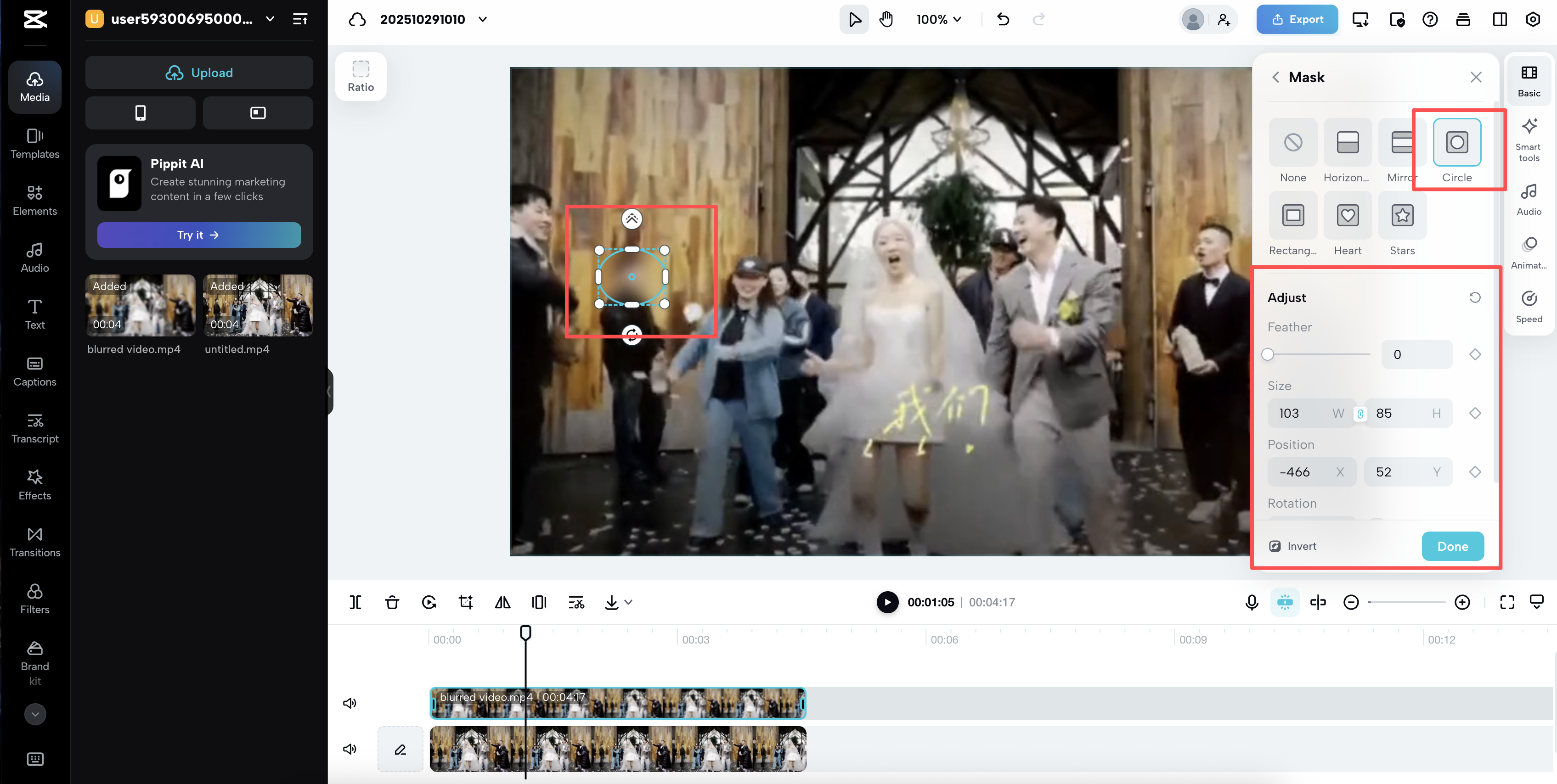 apply the 'Mask' and adjust it