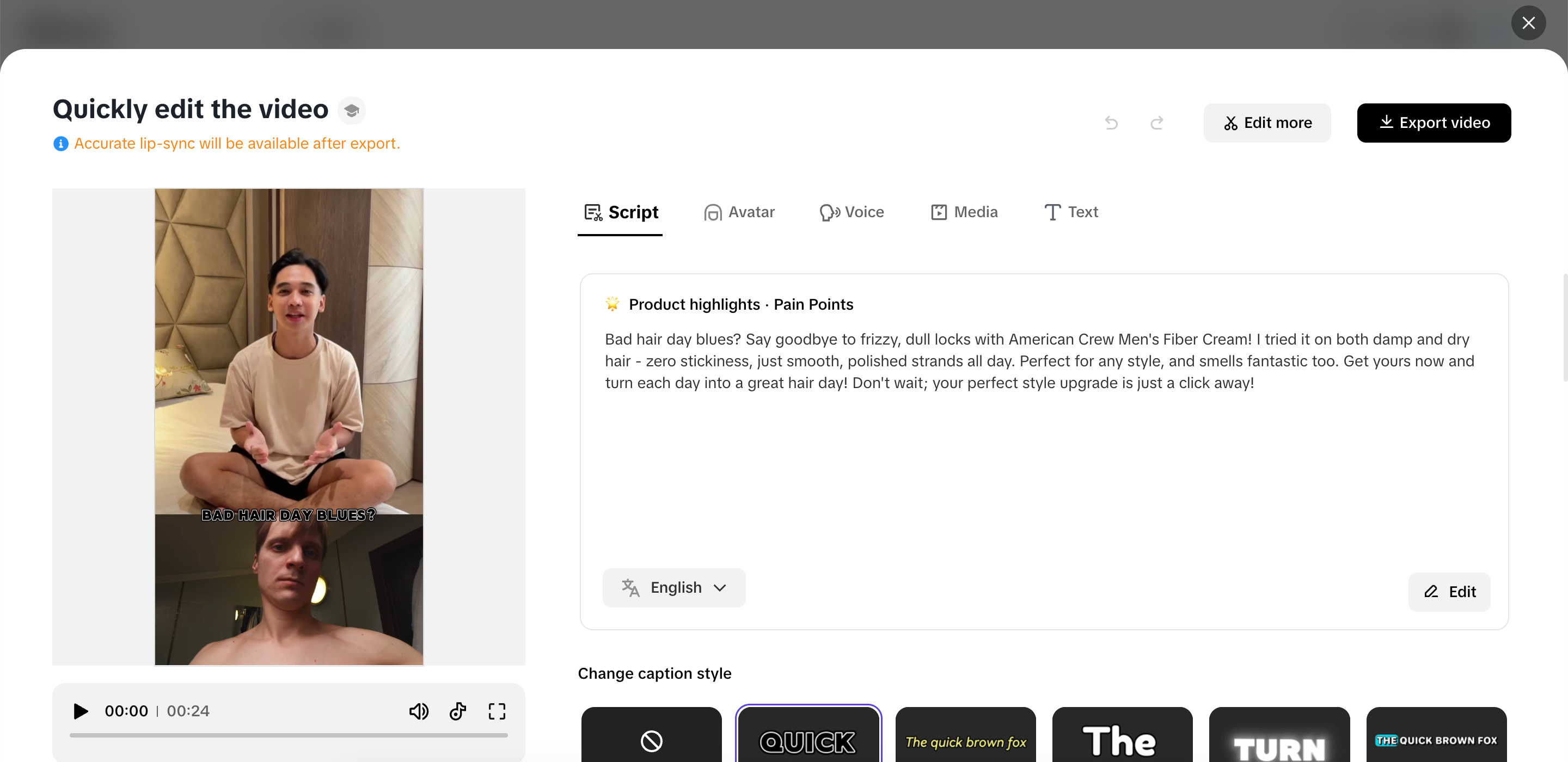 Faça alterações rápidas no seu vídeo
