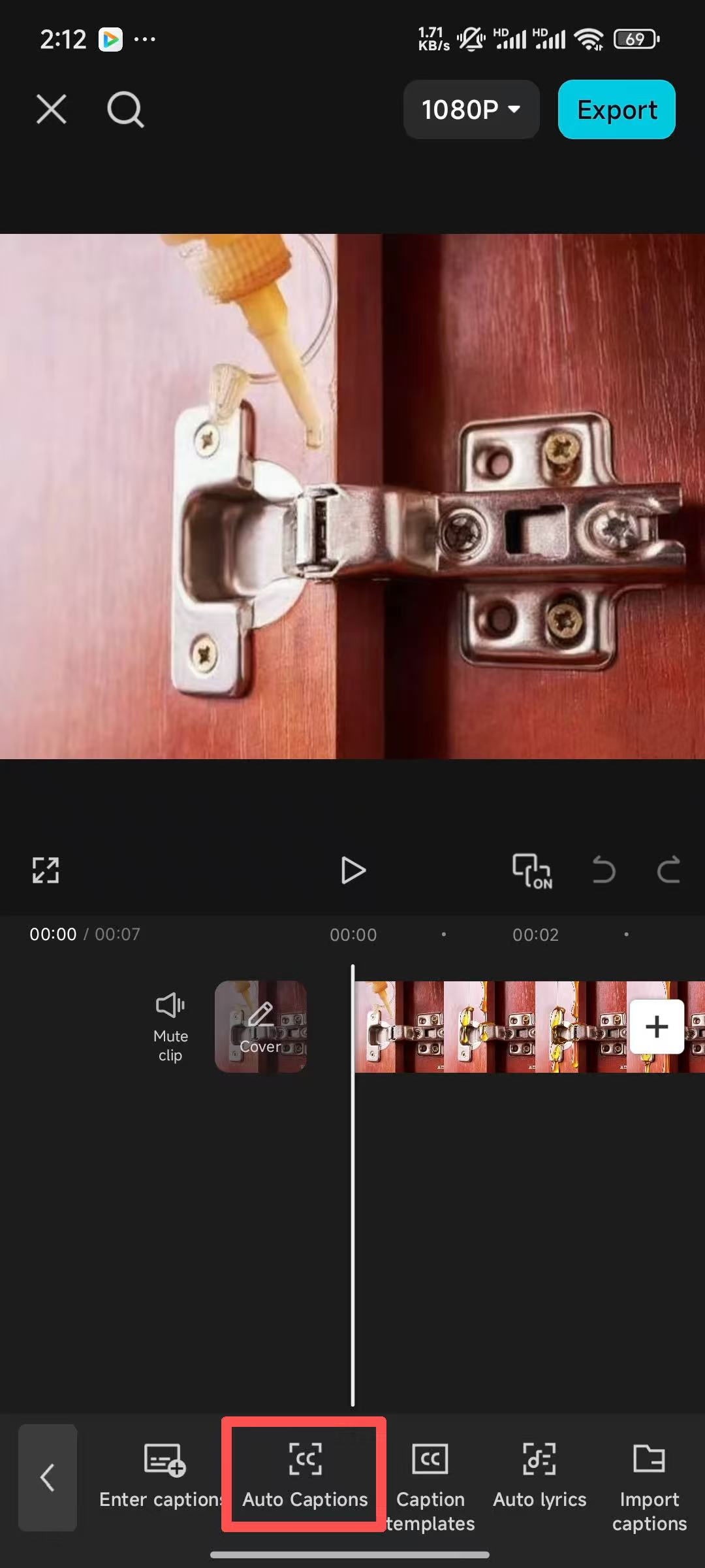 Tap "Auto Captions" on CapCut Mobile App