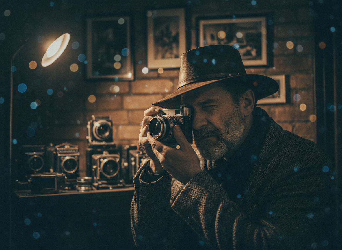 Ritratto cinematografico con profondità di campo ridotta, bokeh morbido e mappatura dei toni cinematografici.