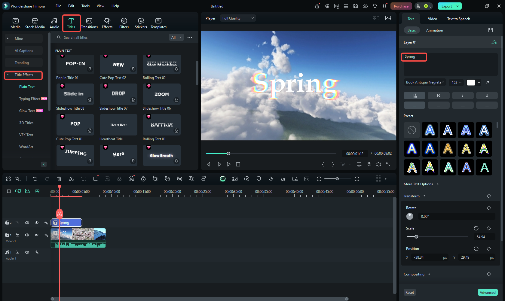Add text to the video