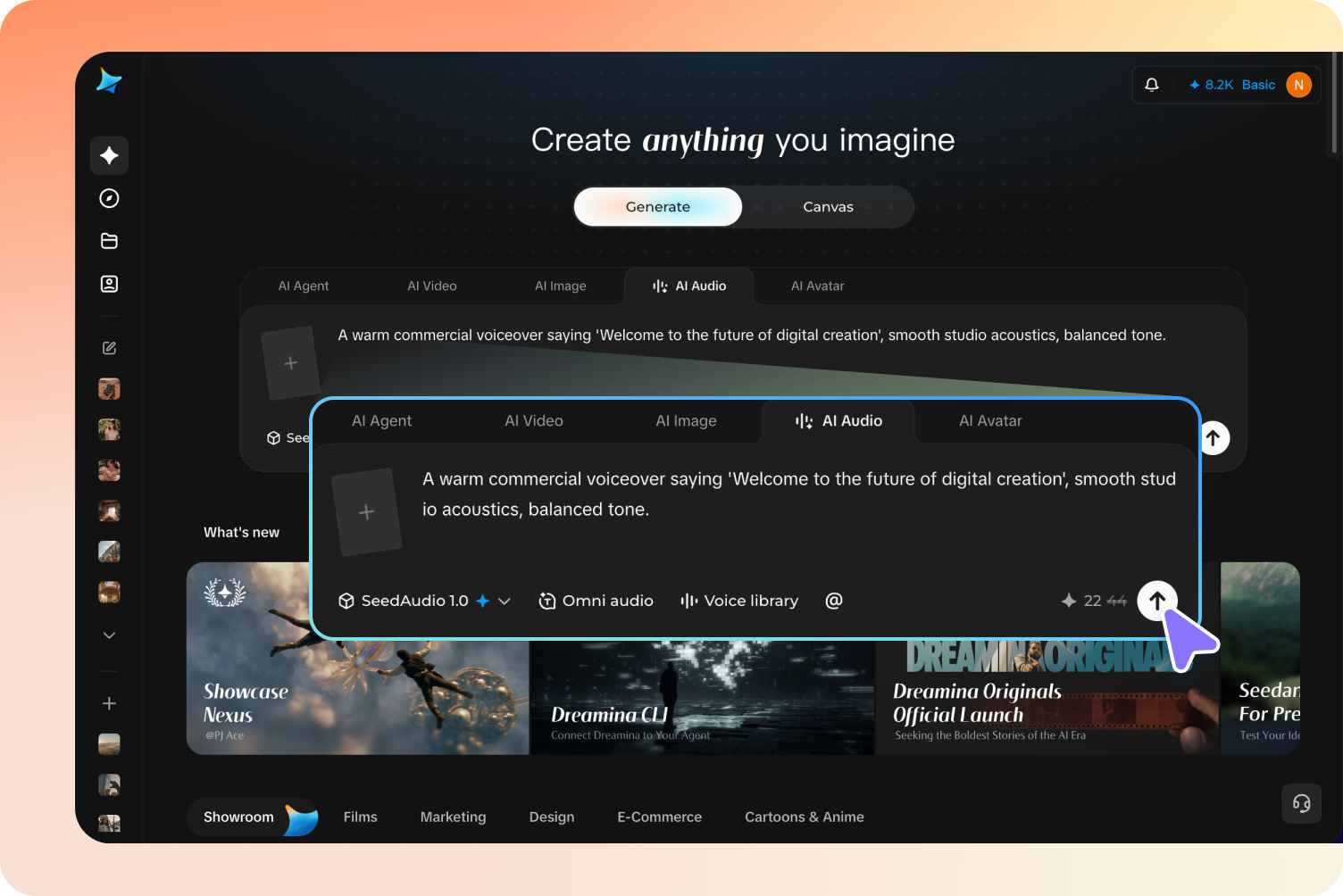 Step 1: Upload your audio files or write prompts