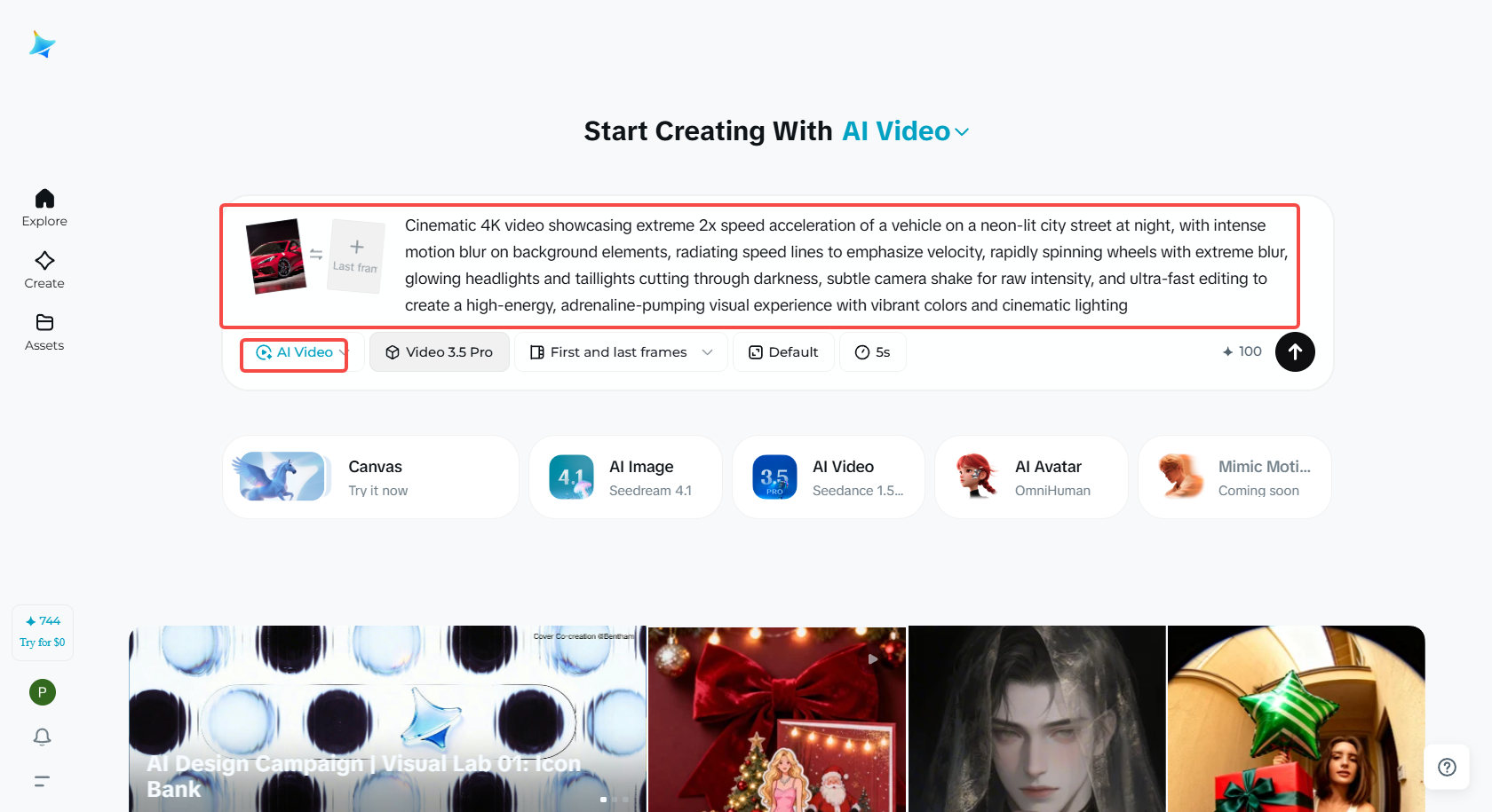 Selectați cadrele și introduceți promptul de text