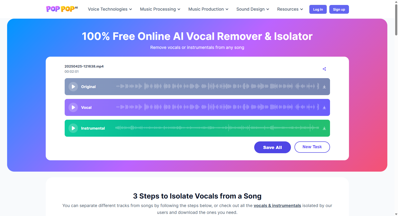 Poppop AI vocal remover