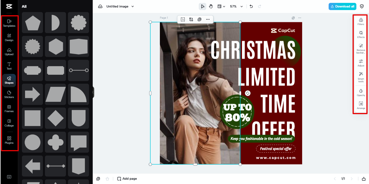 Pippit editing interface
