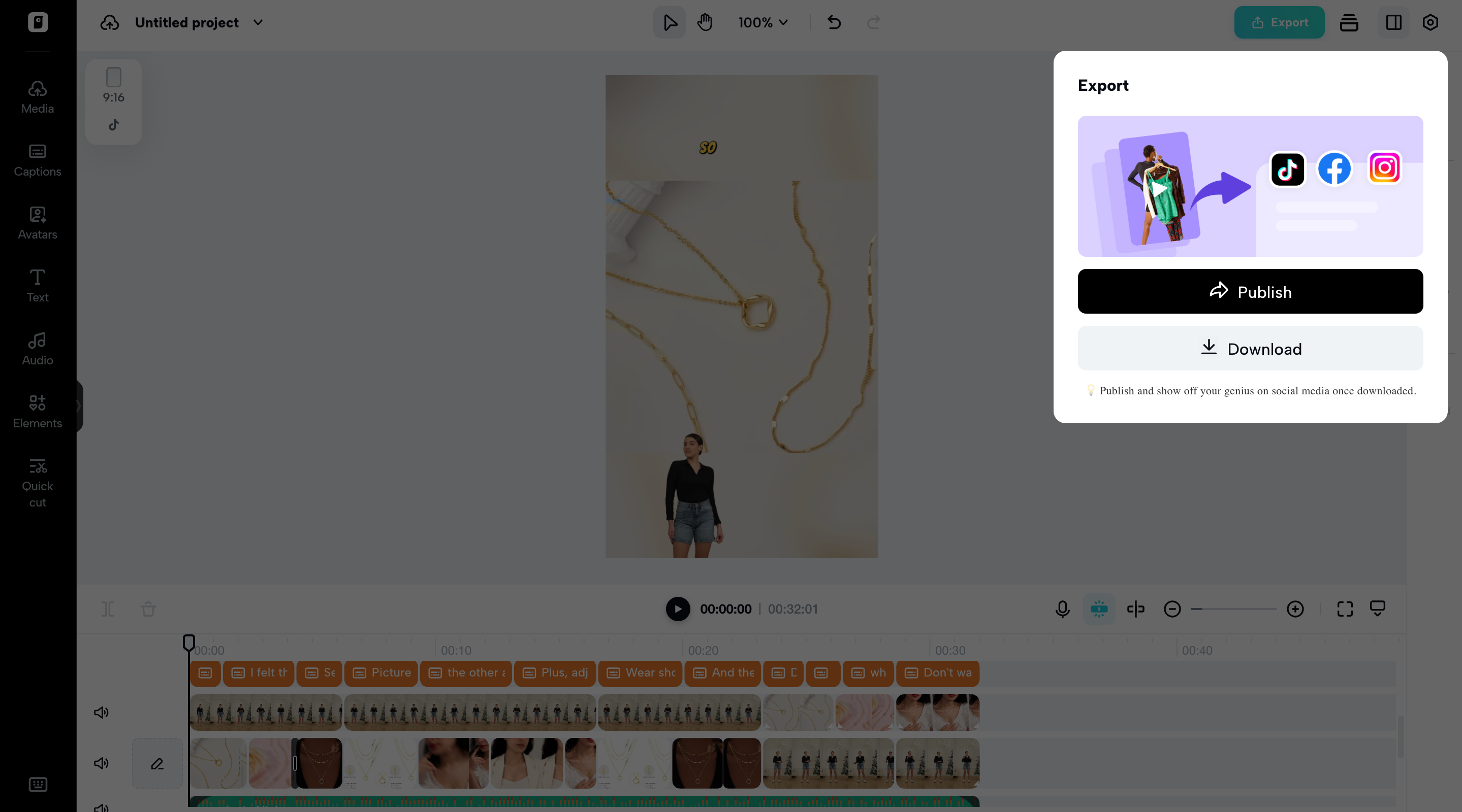 I-export ang mga video mula sa Pippit