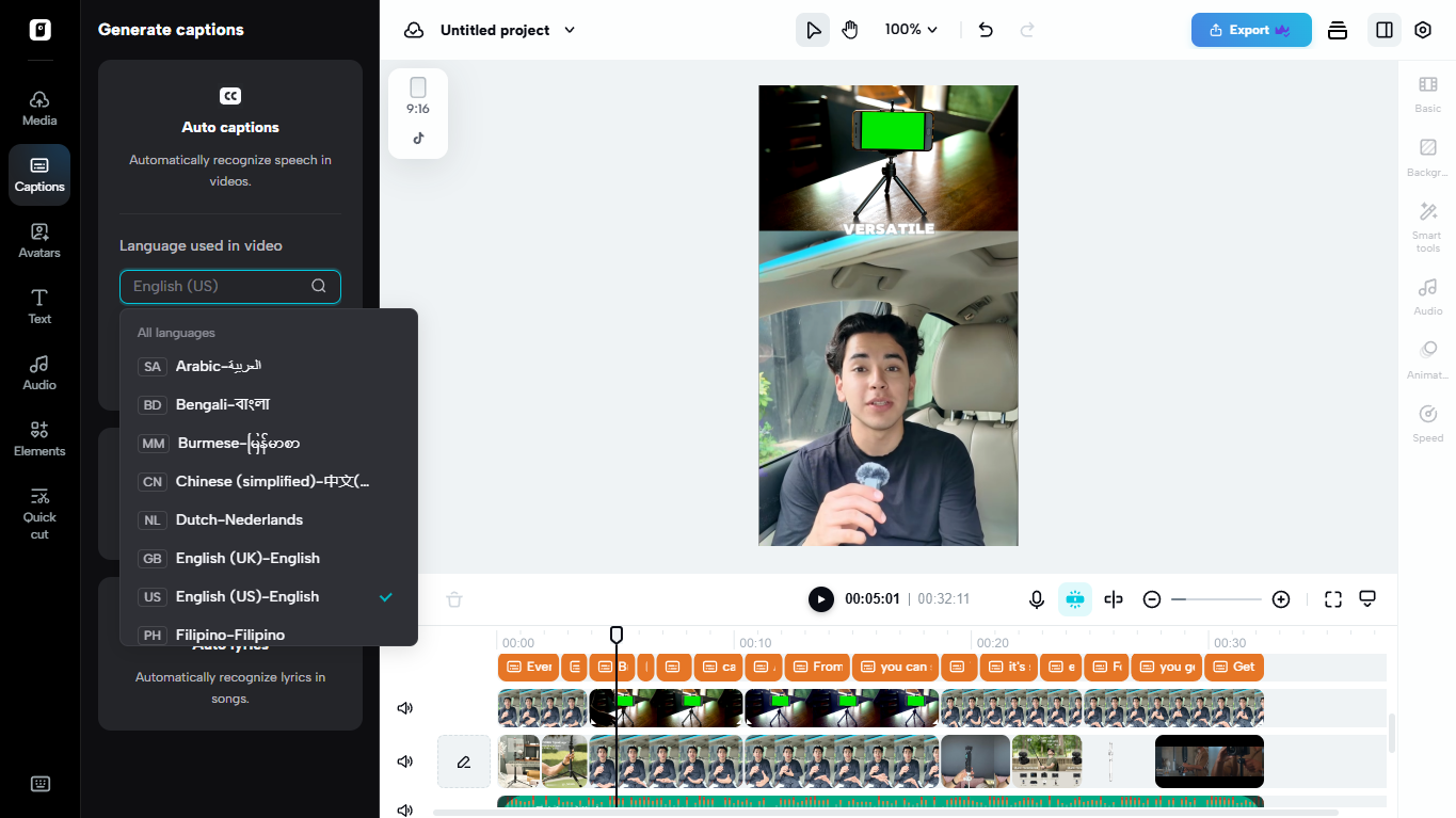 Create and customize your avatar & multilingual support