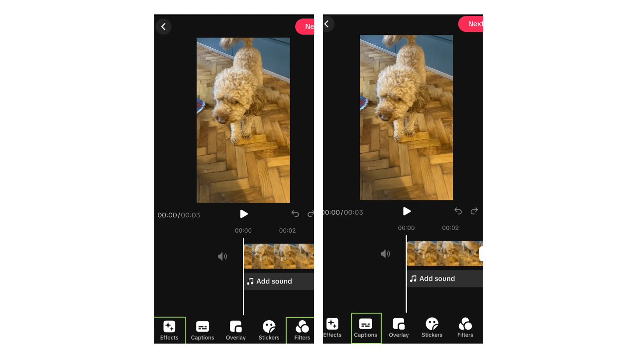 Add effects, filters, captions and text