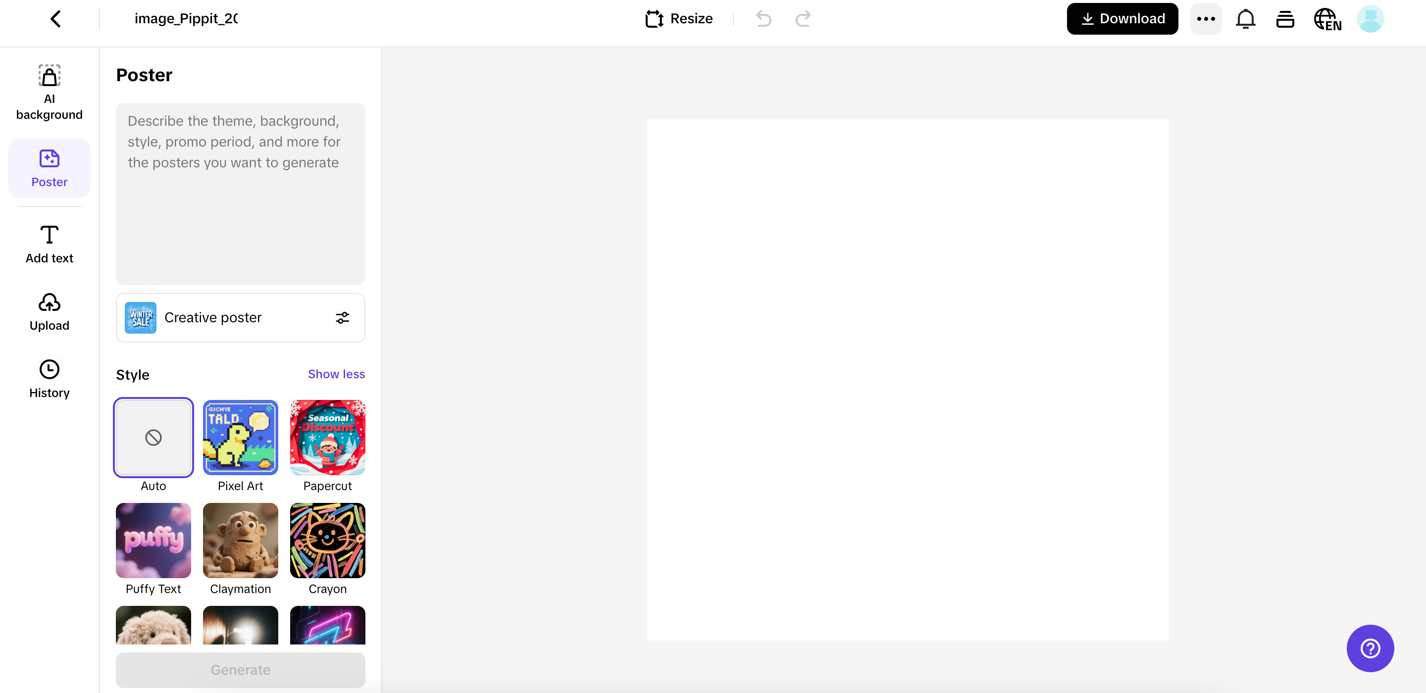 Open the Poster feature
