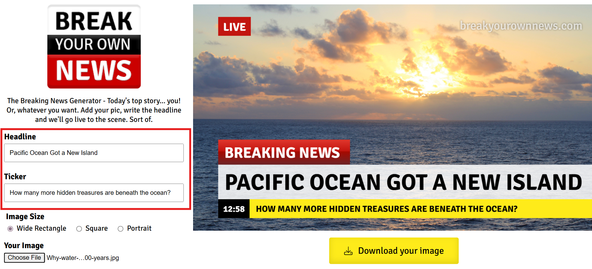 Enter the news headline and ticker