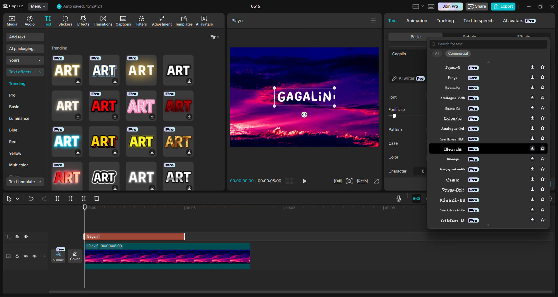 Interface of the CapCut desktop video editor - an easy way to use Gagalin font in videos