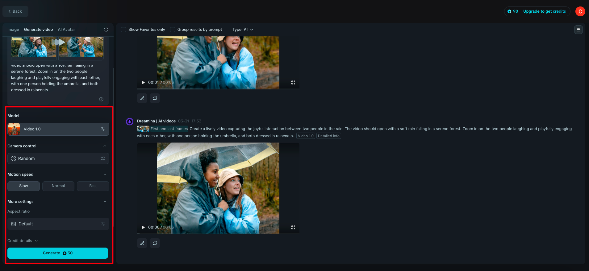 Générer une vidéo