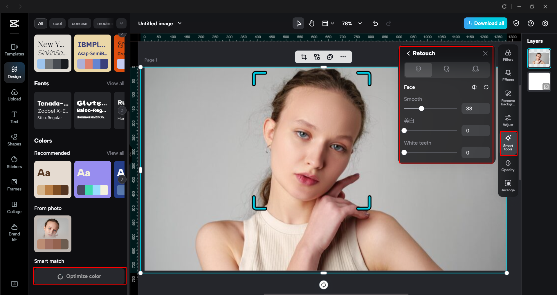 Retouching the face with the CapCut desktop video editor