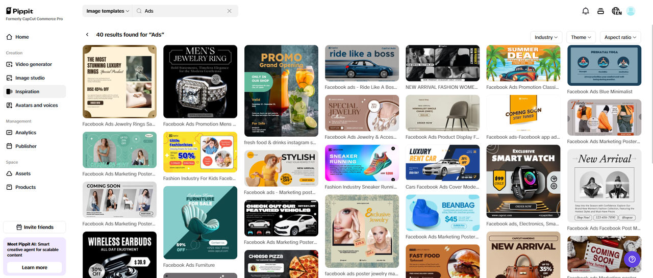 Customizable templates for inspiration