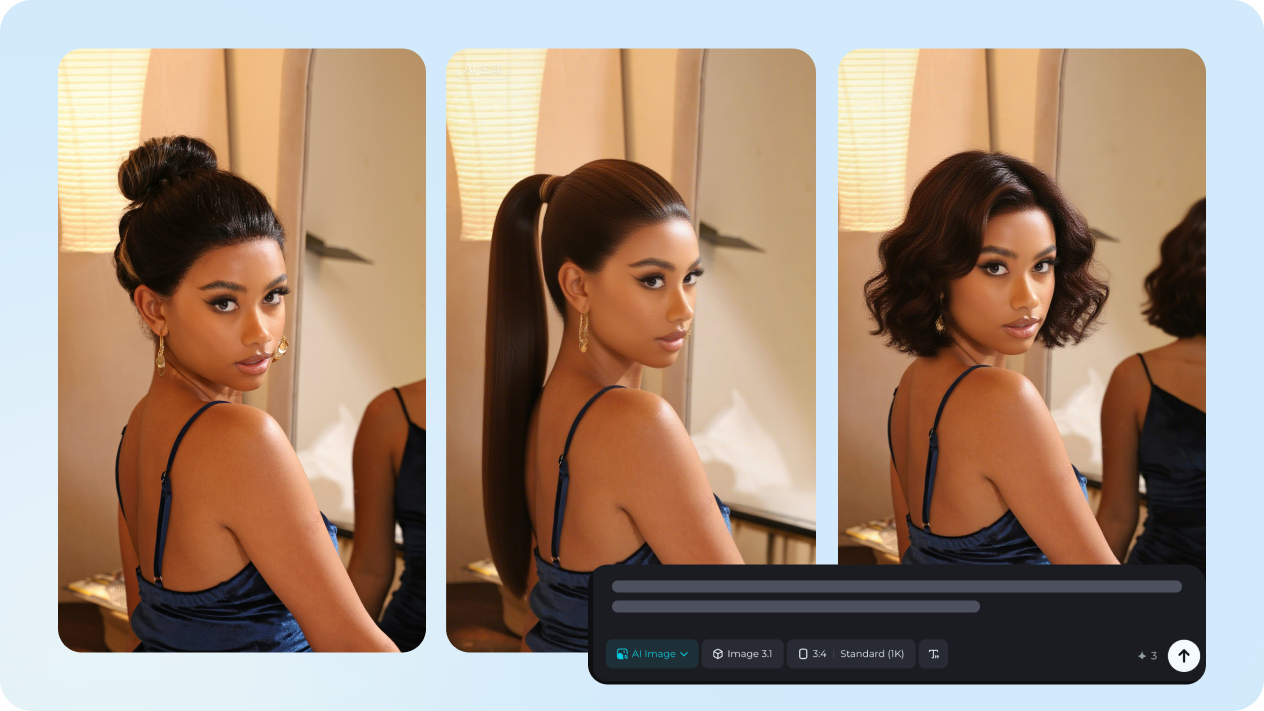 Metinle ai saç stili değiştirici