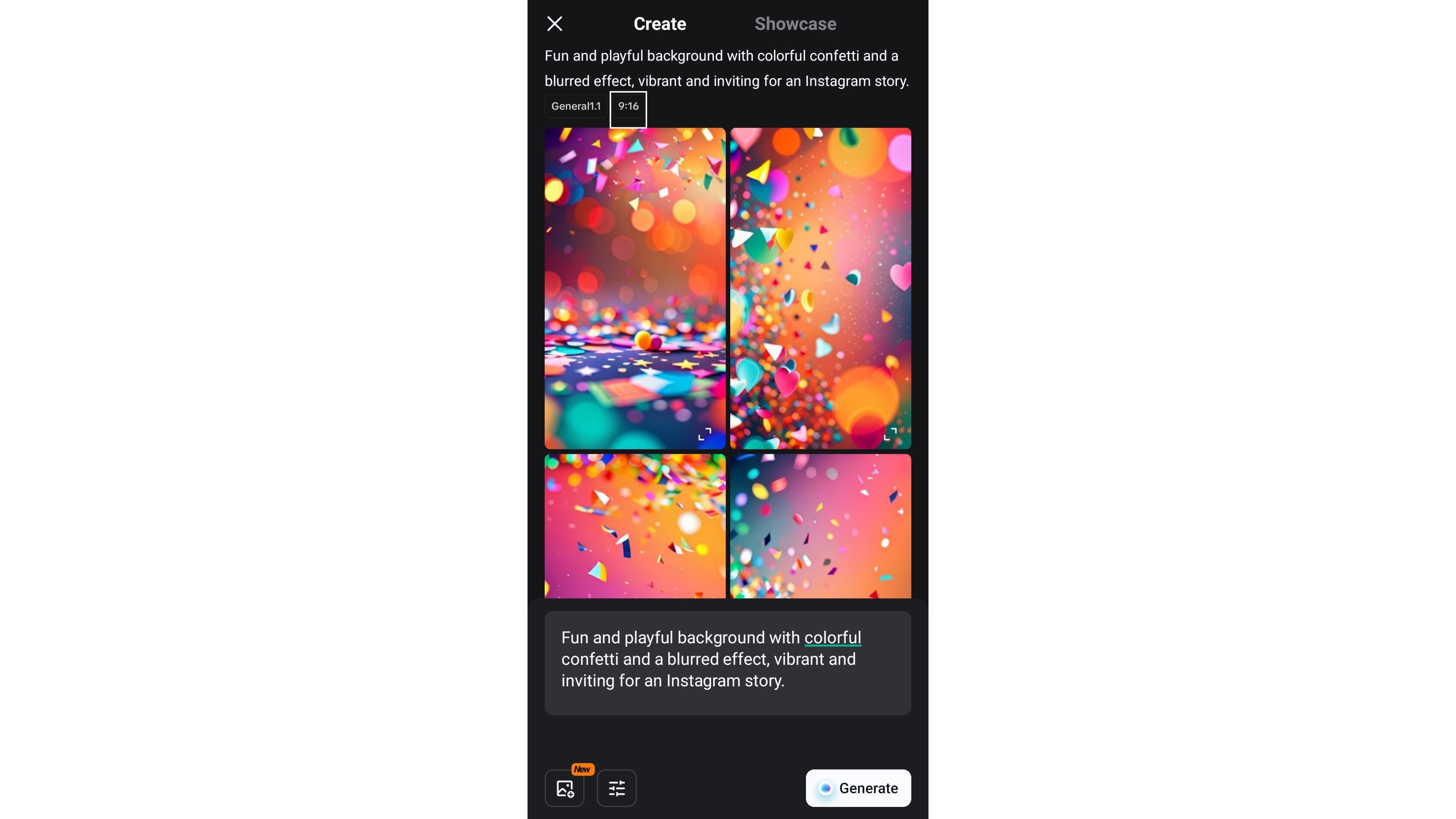 App gratuita per la generazione di immagini AI — Template per storie sui social media
