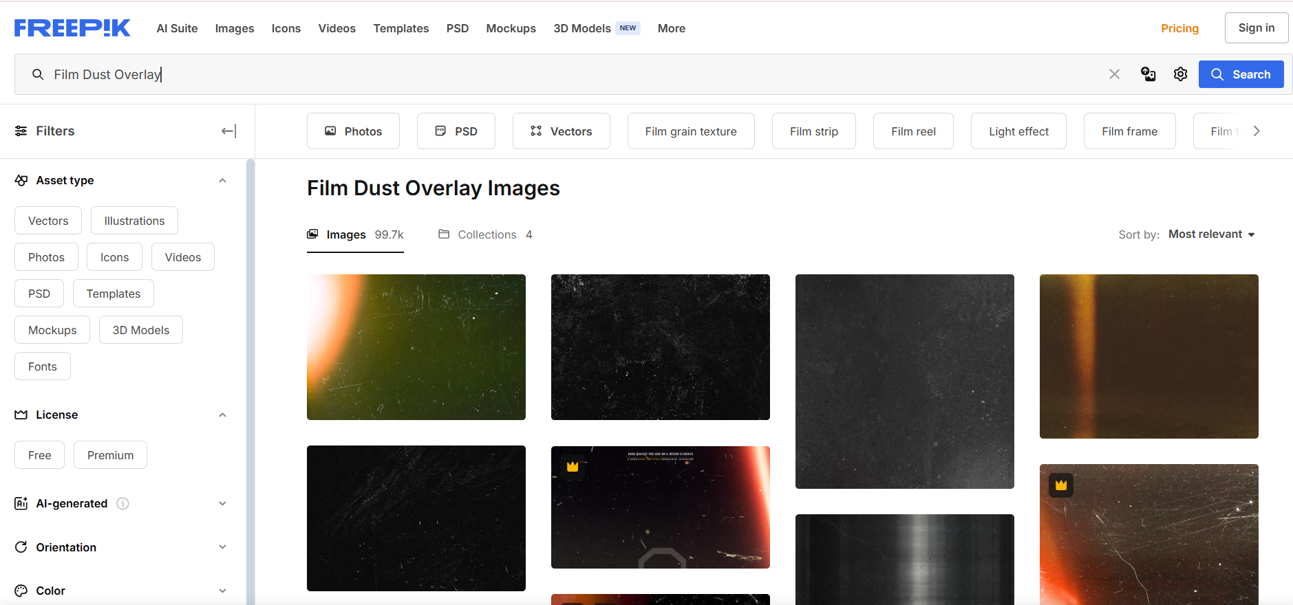 Freepik proporciona una vasta colección de superposiciones de polvo de película