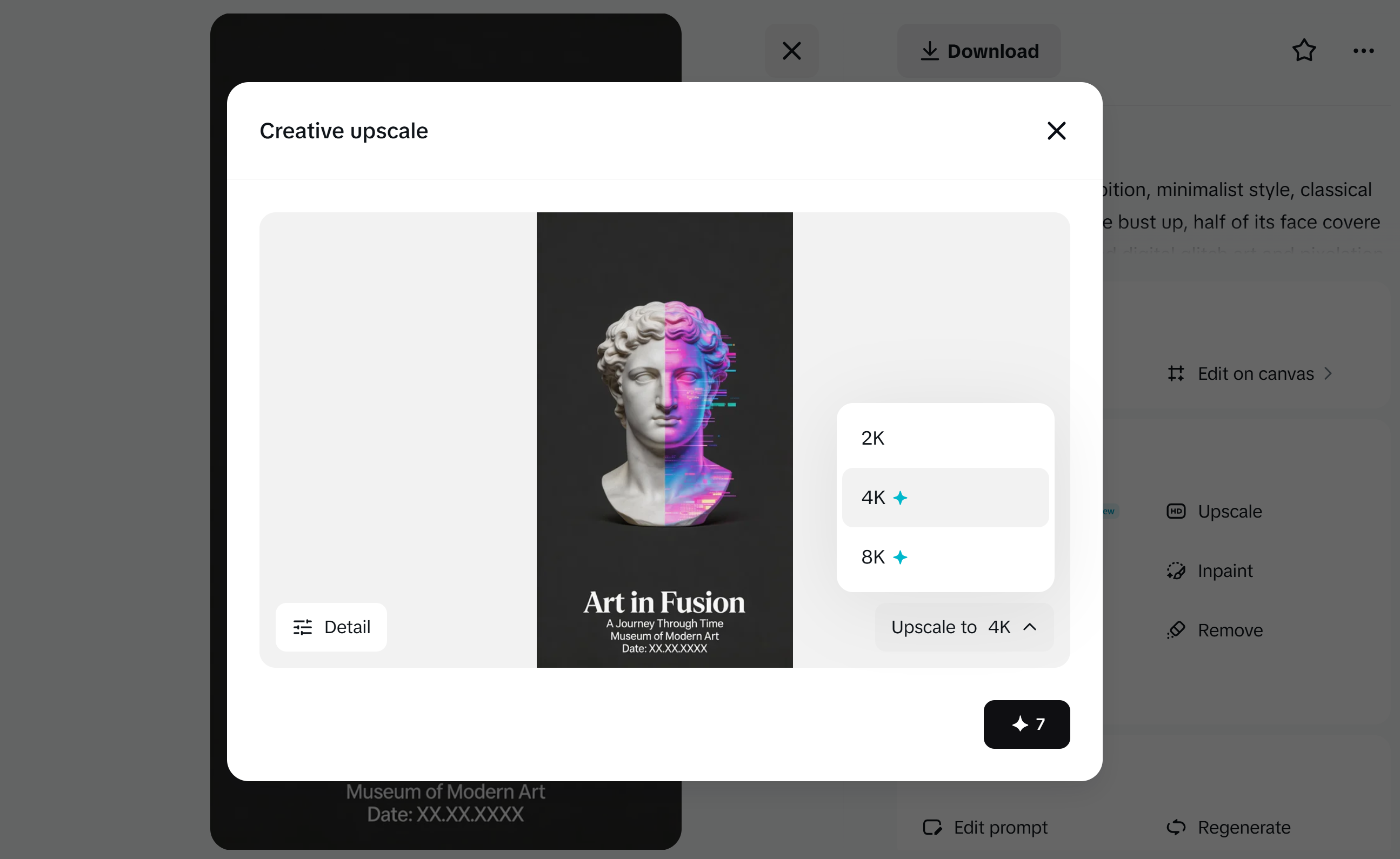 Dreamina's AI feature: Creative upscale