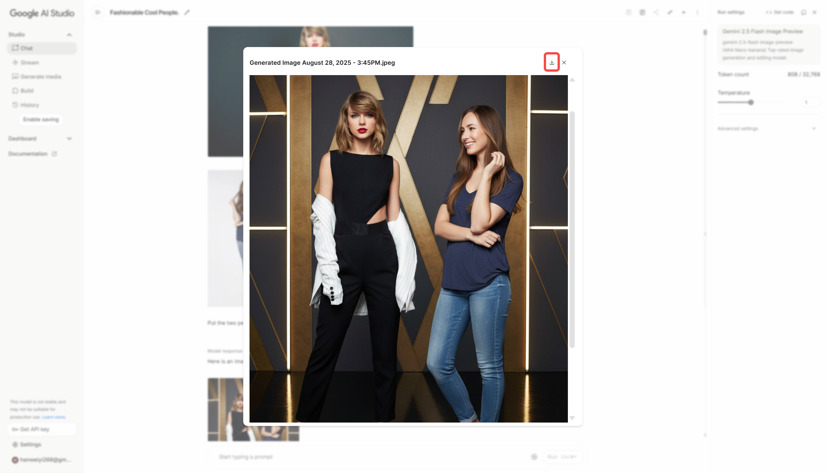 Downloading the AI-generated image from Banana AI