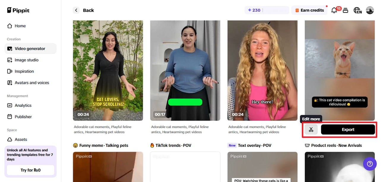 editar vídeo e exportar