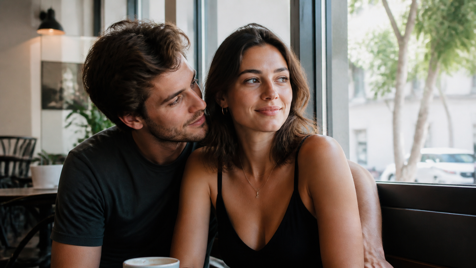Girl Behind Boy Couple Photo AI Prompt prompt example 1 - Girl Behind Boy Couple Photo Prompt editorial portrait