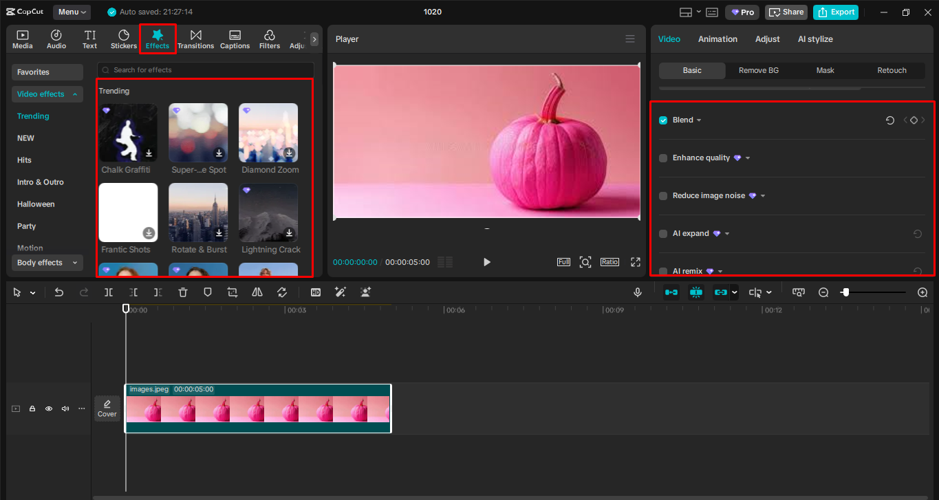Using editing tools in the CapCut desktop video editor