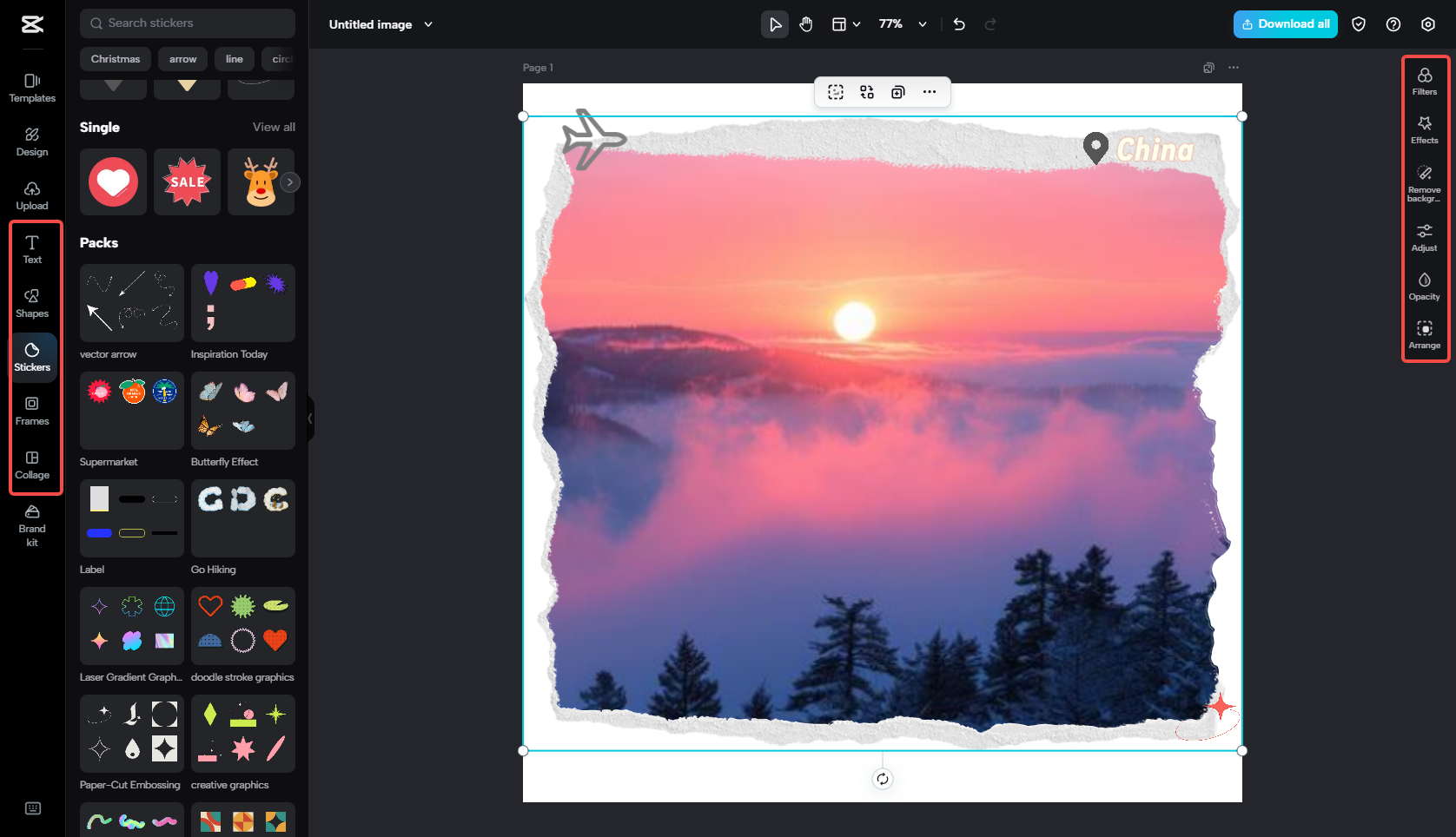 Editing the photo frame in CapCut