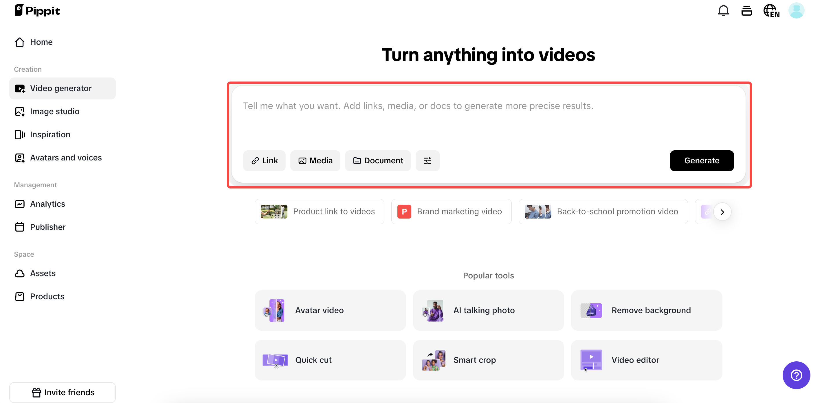 Start with any link or media