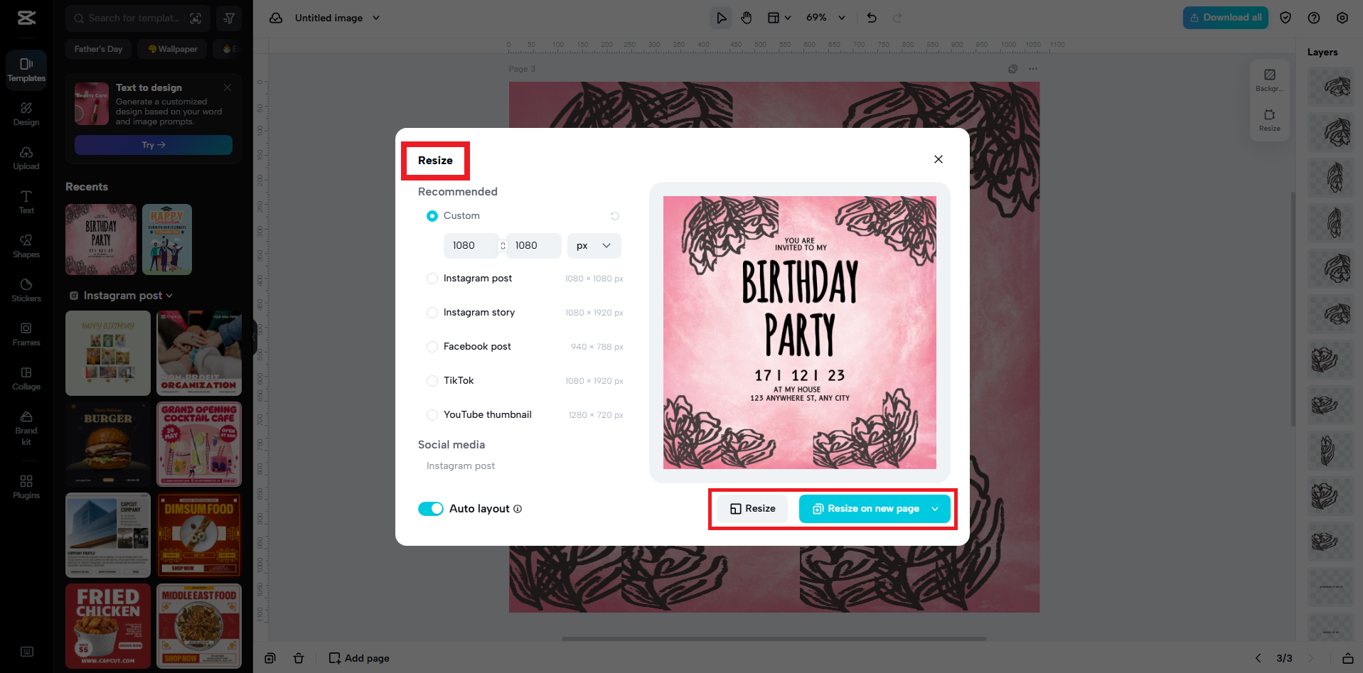 Select your preferred resolution