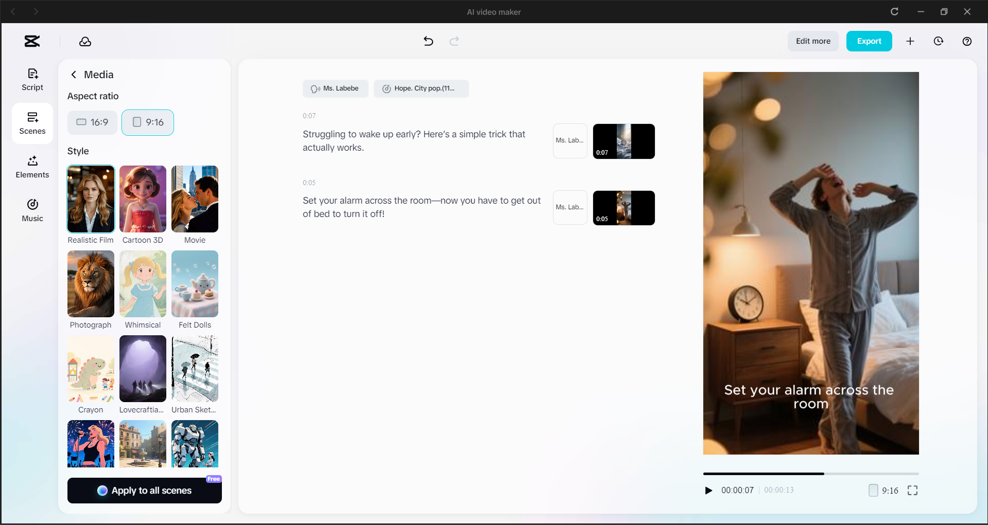 Interface of the CapCut desktop video editor - a user-friendly tool to make faceless TikTok videos