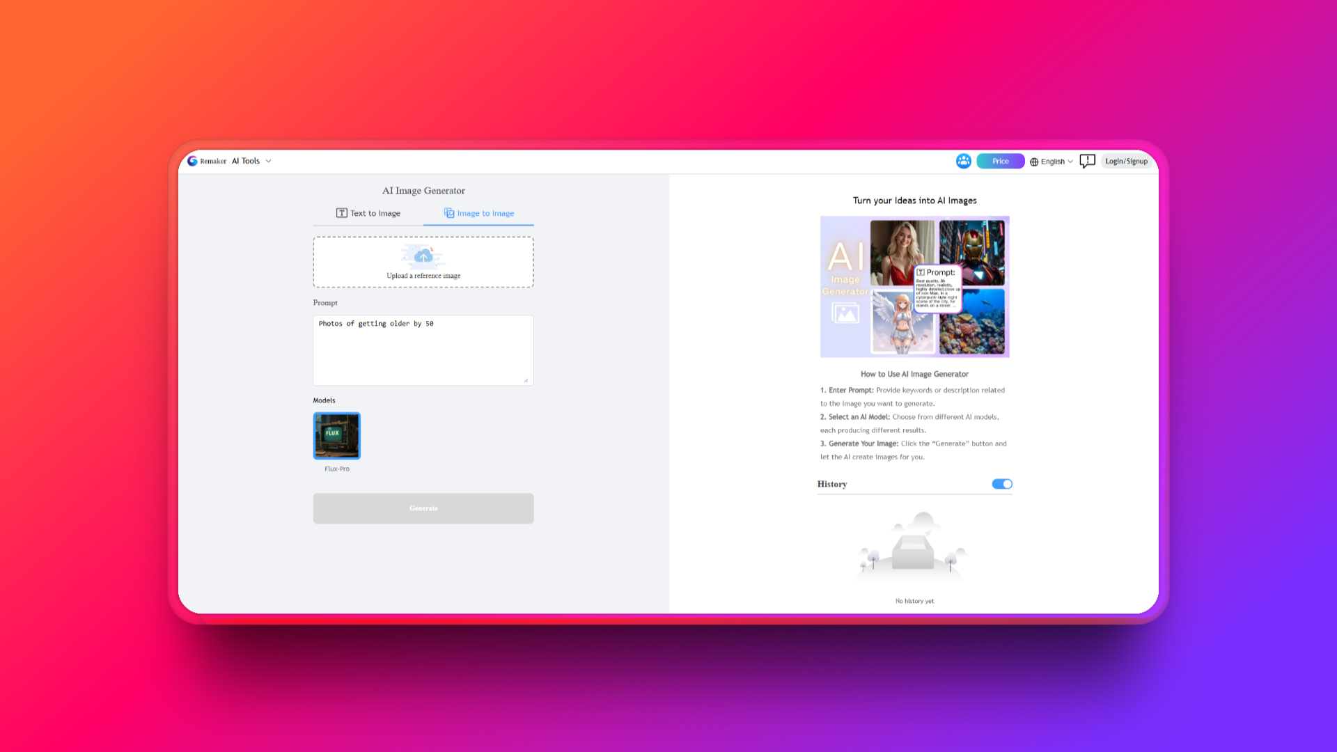 Remaker AI'nin yaş filtresi