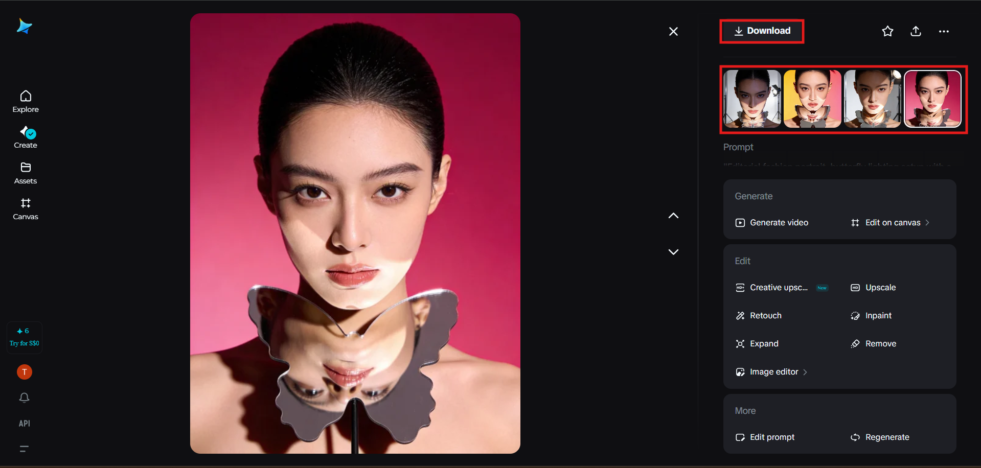Download the butterfly lighting portrait image