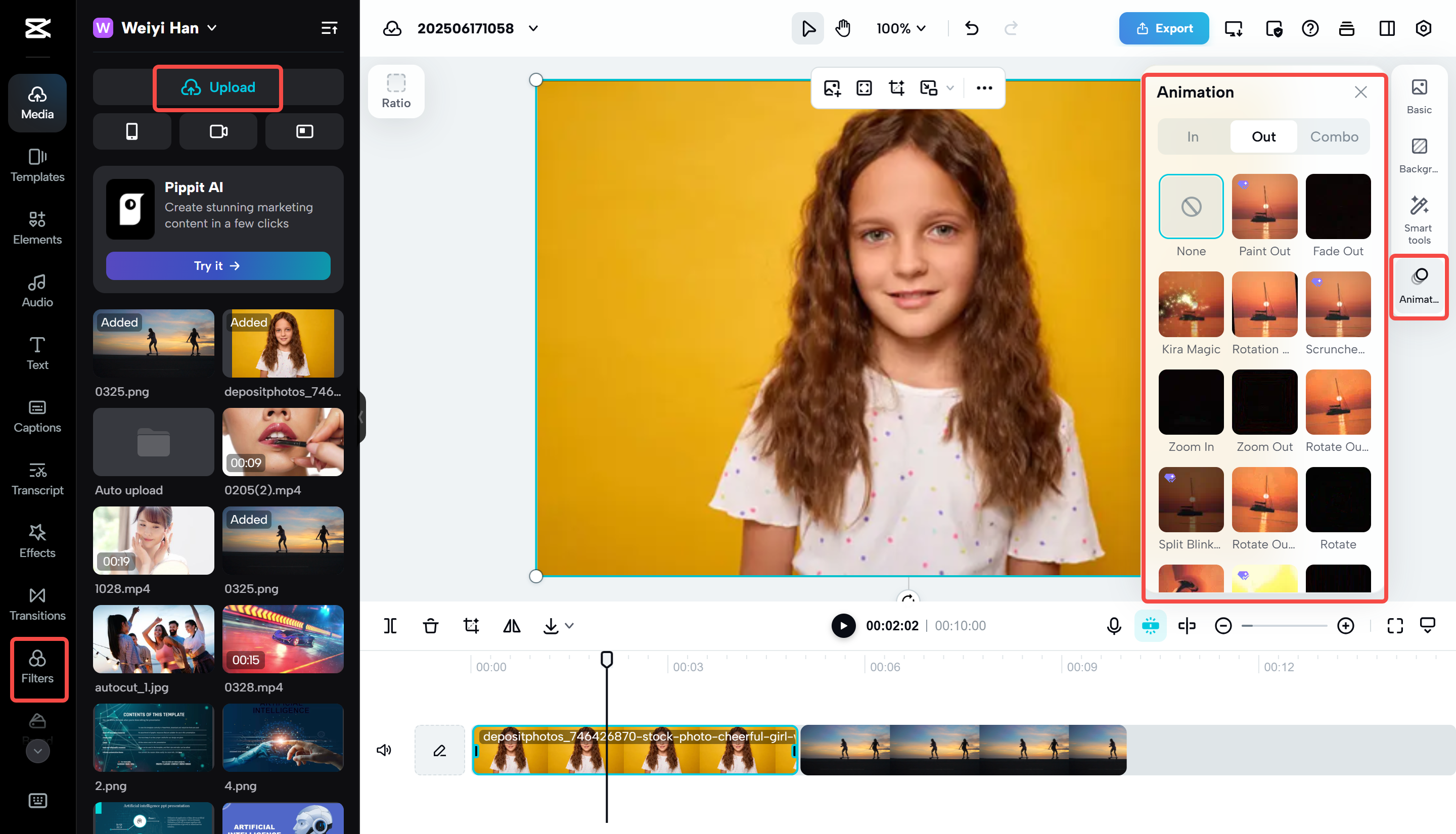 Editing an image with AI tools in CapCut Web